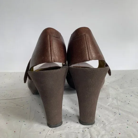 Tsubo Acrea Size 10 Brown Leather Slingback Mary Jane Pumps Comfort - 9.5 39.5 - Picture 5 of 13